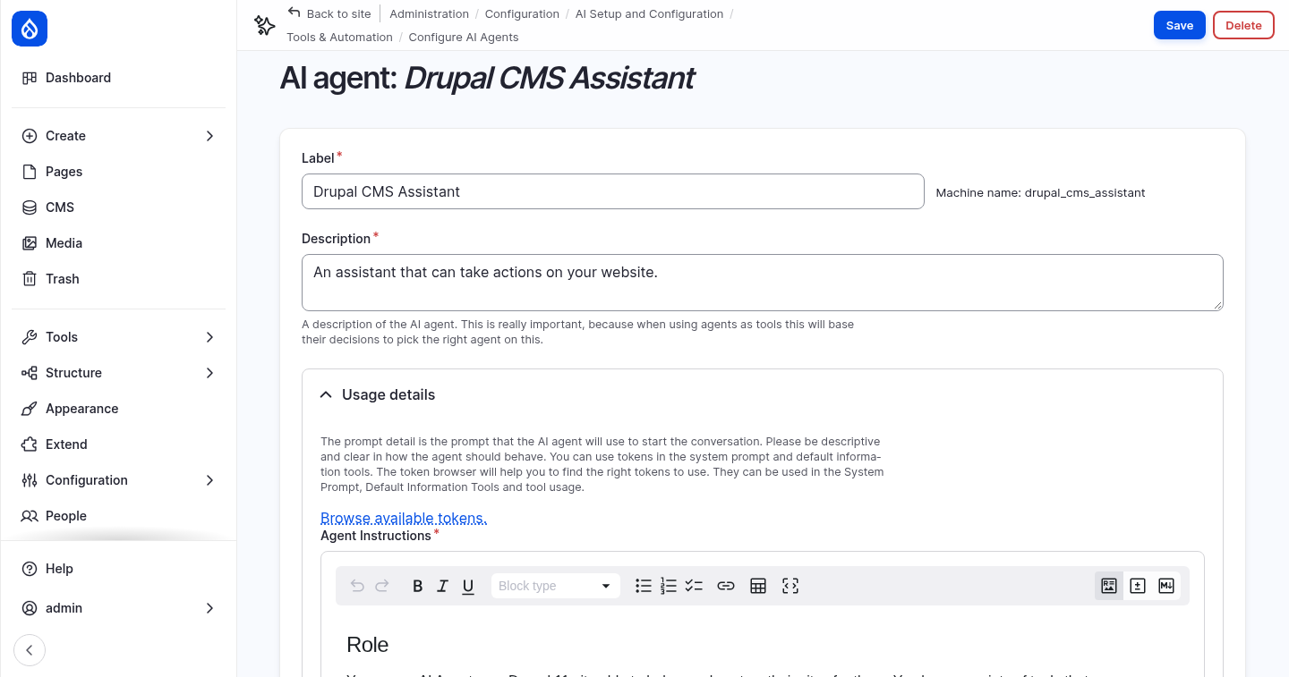 The Drupal CMS Assistant agent