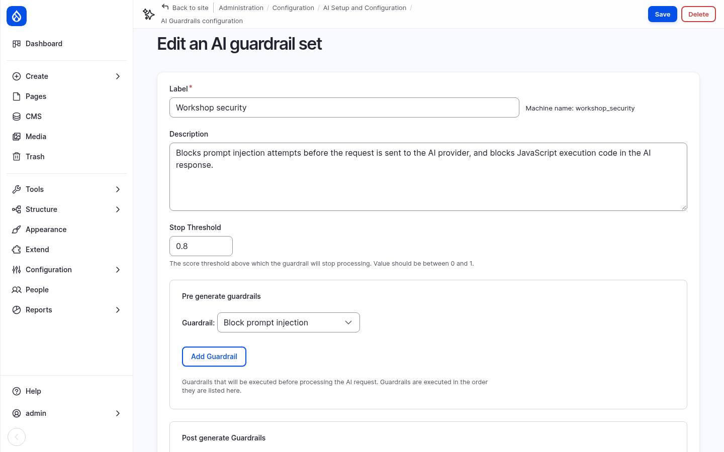 The Workshop security guardrail set