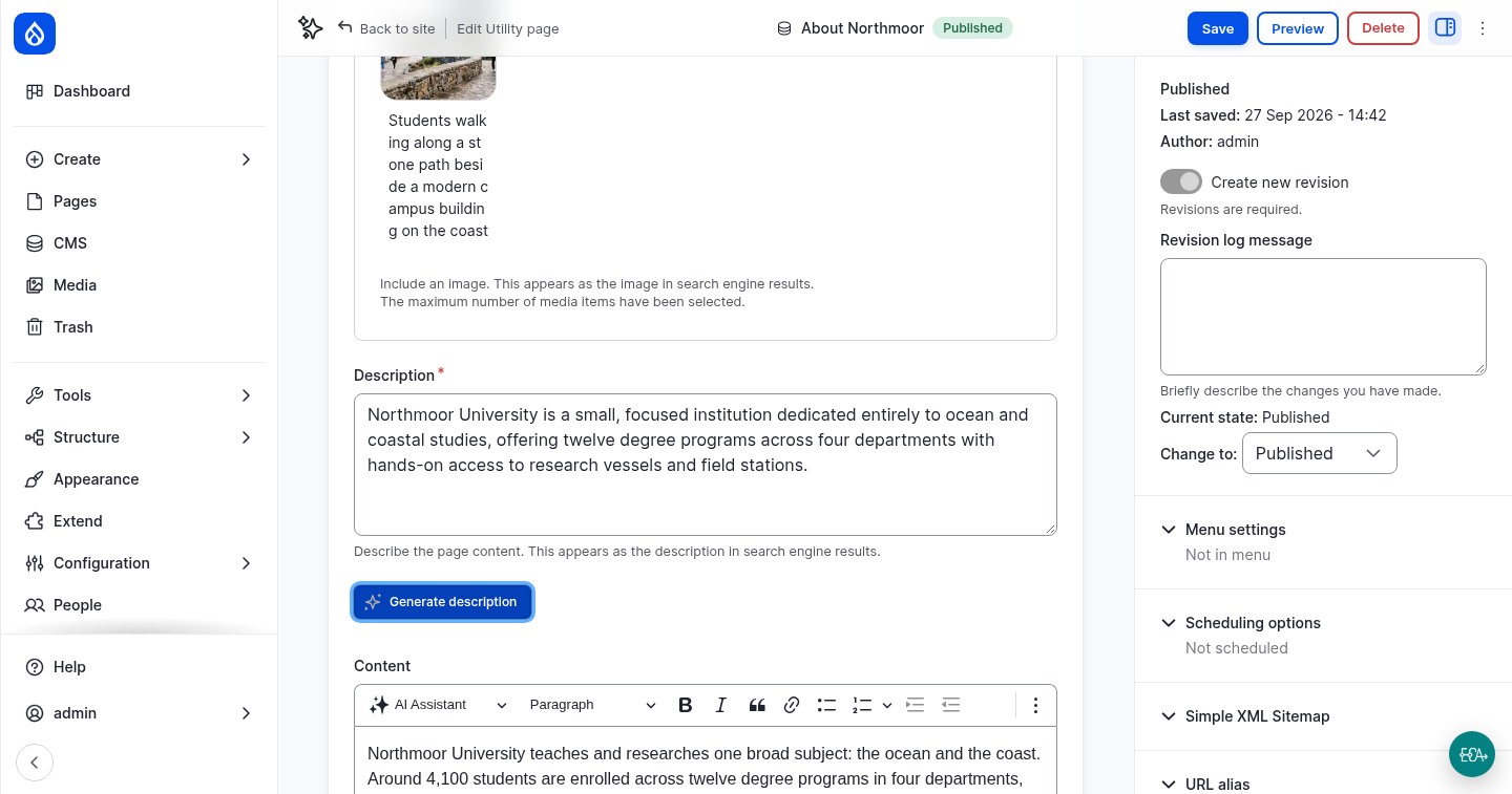 The generated description