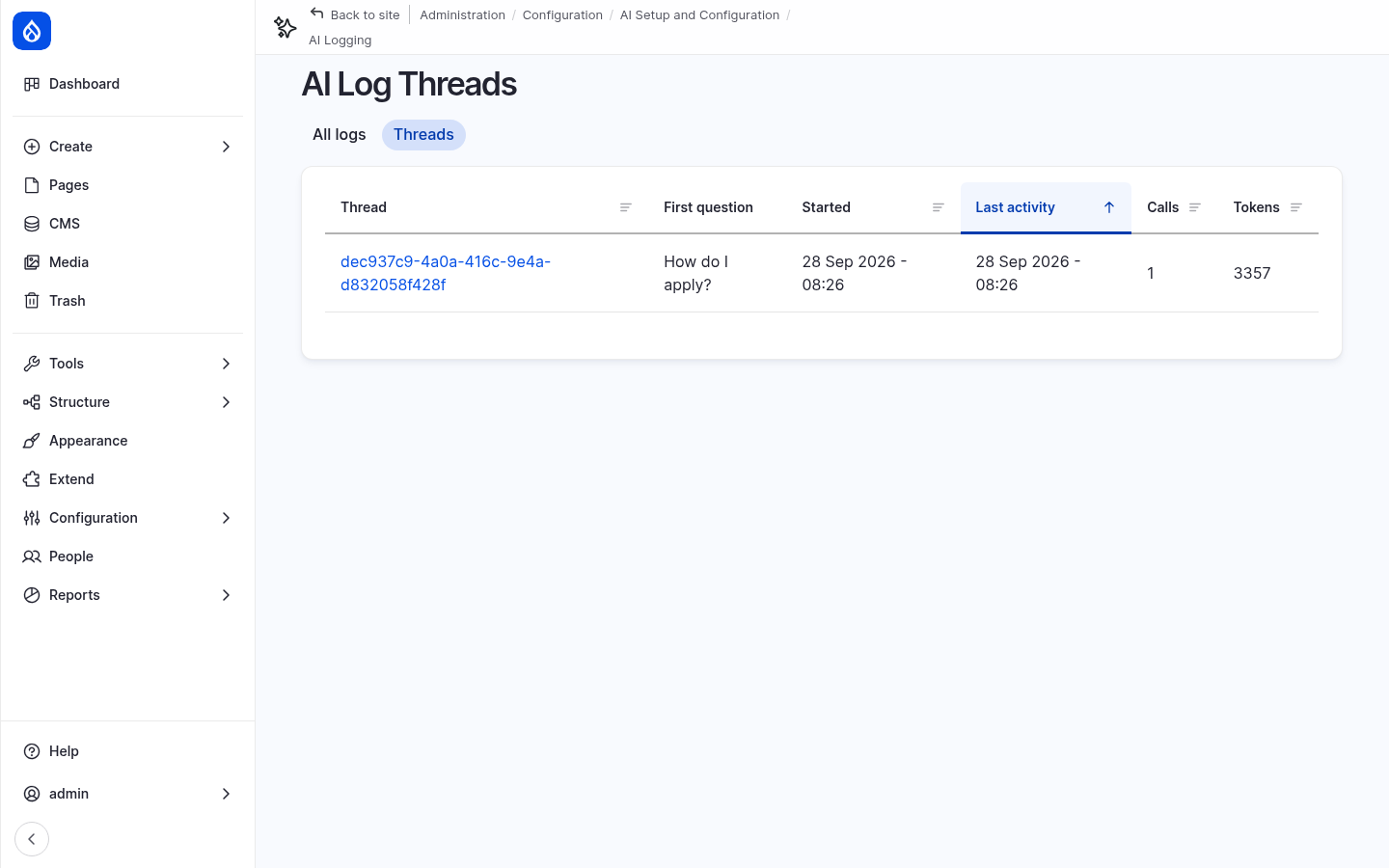 Answers as threads in the AI logs
