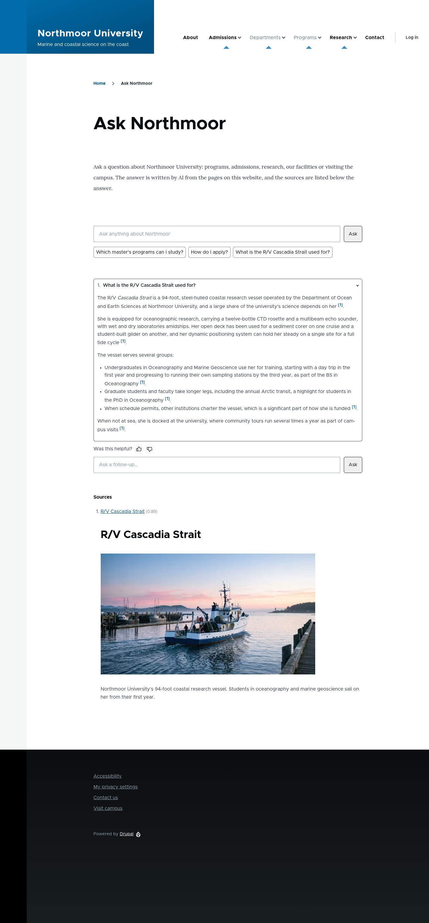 An answer with its source on the Ask Northmoor page